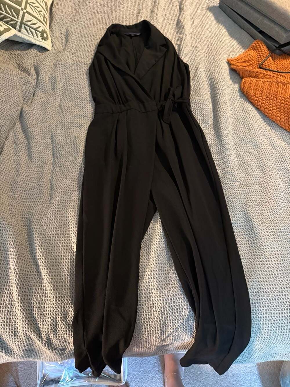 Rachel Rachel Roy Black Sleeveless Tuxedo Style Jumpsuit Size 10